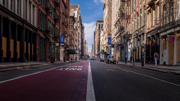 downtown NYC street with no cars 