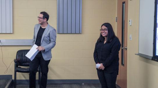 STEMNow Director Ben Esner introduces an ARISE student's summer research presentation.