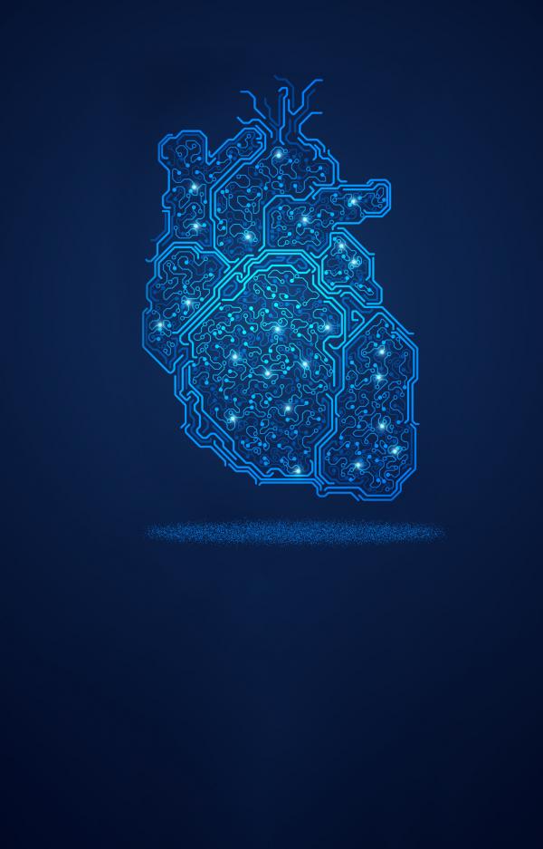 heart made up of circuit lines